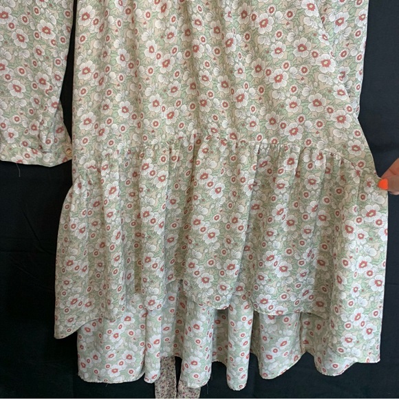 POL Delicate Floral Print Cottagecore Long Sleeve Sheer Dress, size L - Picture 6 of 12